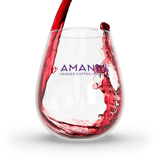 Amanda Pandas Coffee House LLC V1 Stemless Wine Glass, 11.75oz