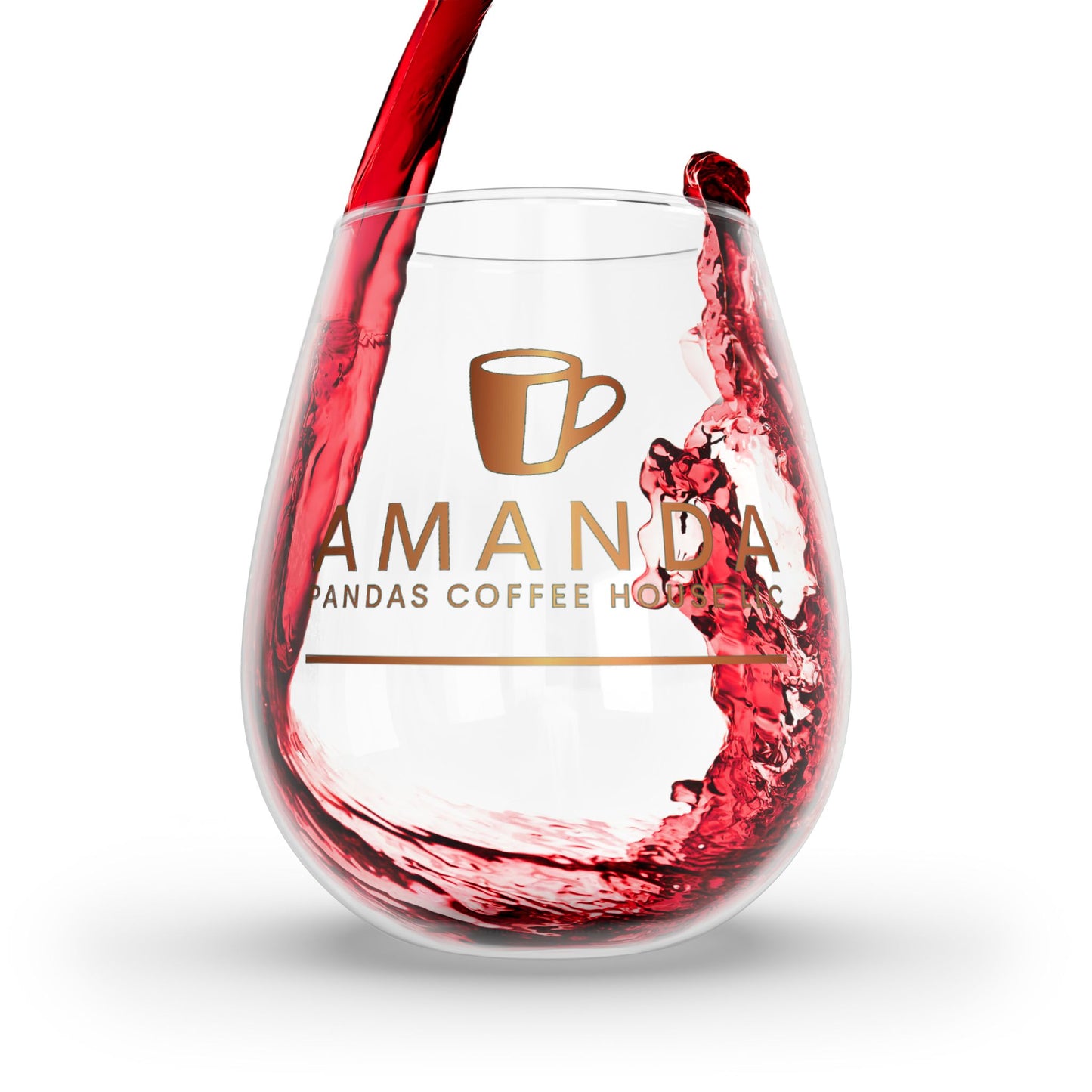 Amanda Pandas Coffee House LLC V2 Stemless Wine Glass, 11.75oz