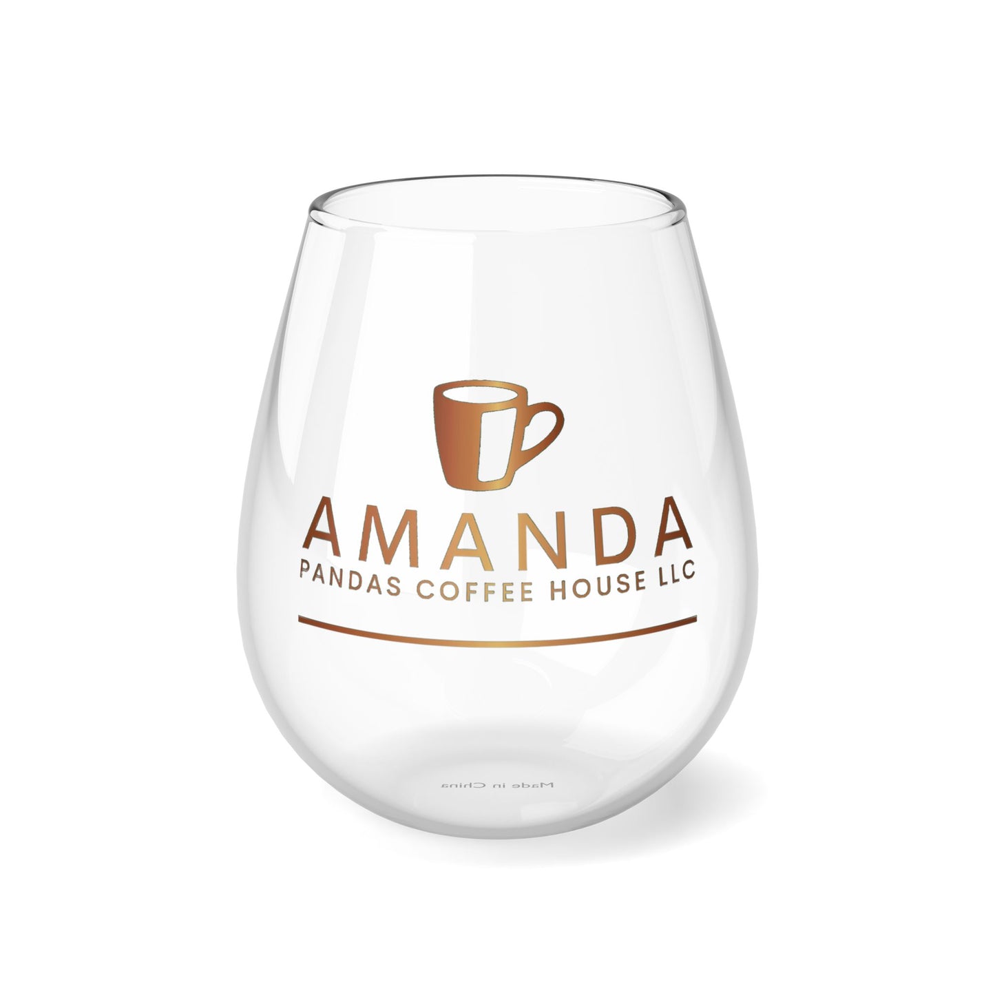 Amanda Pandas Coffee House LLC V2 Stemless Wine Glass, 11.75oz