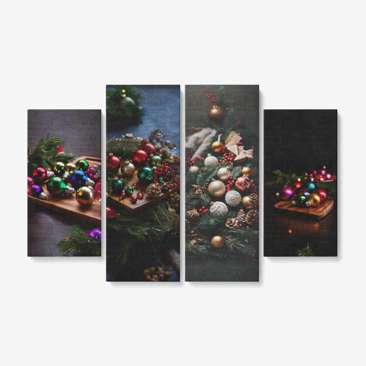 4 Piece Canvas Wall Art for Living Room - Christmas