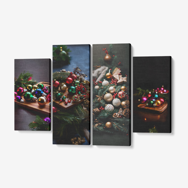 4 Piece Canvas Wall Art for Living Room - Christmas