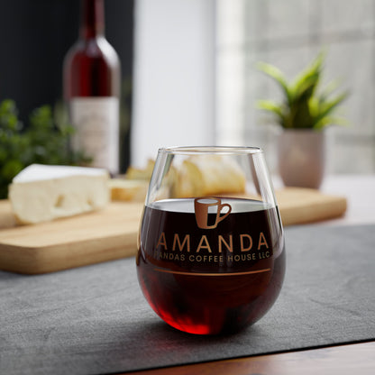 Amanda Pandas Coffee House LLC V2 Stemless Wine Glass, 11.75oz